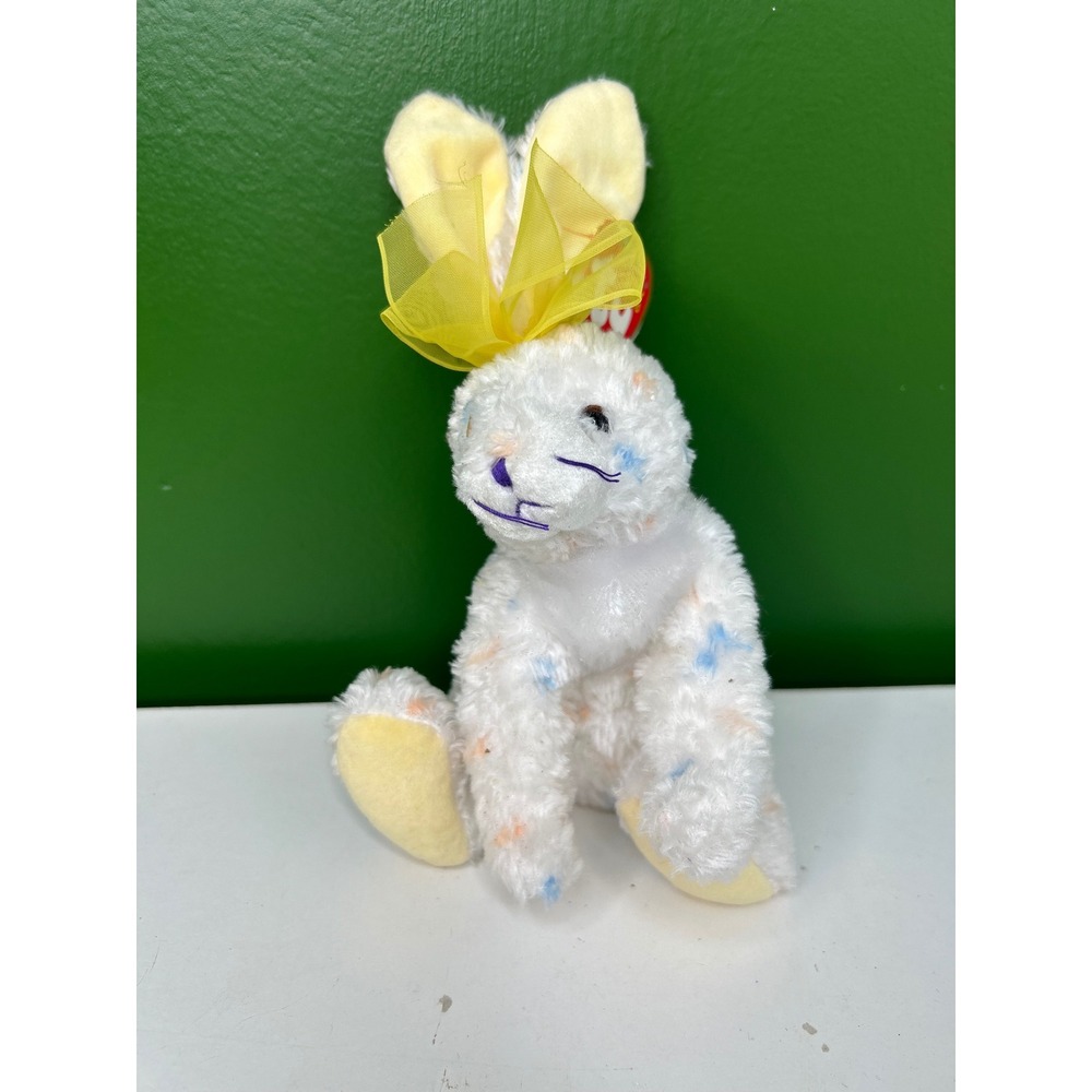Ty Beanie Baby Springy the Bunny White Pastel Speckled Easter Plush 2004 40114